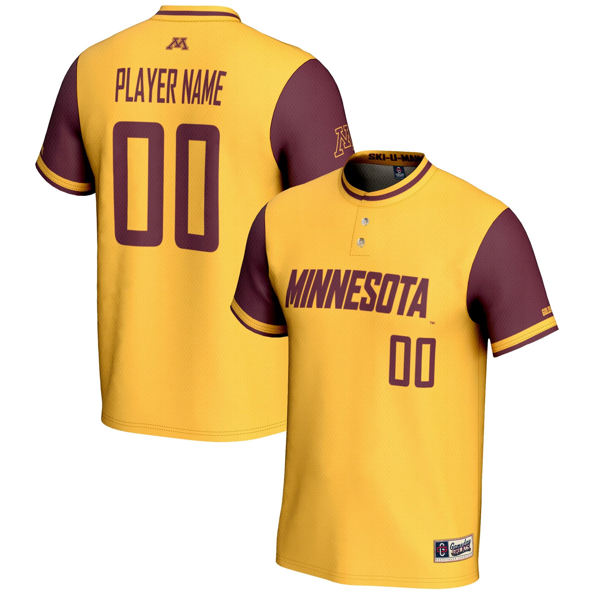 Softball Minnesota Golden Gophers gold jersey