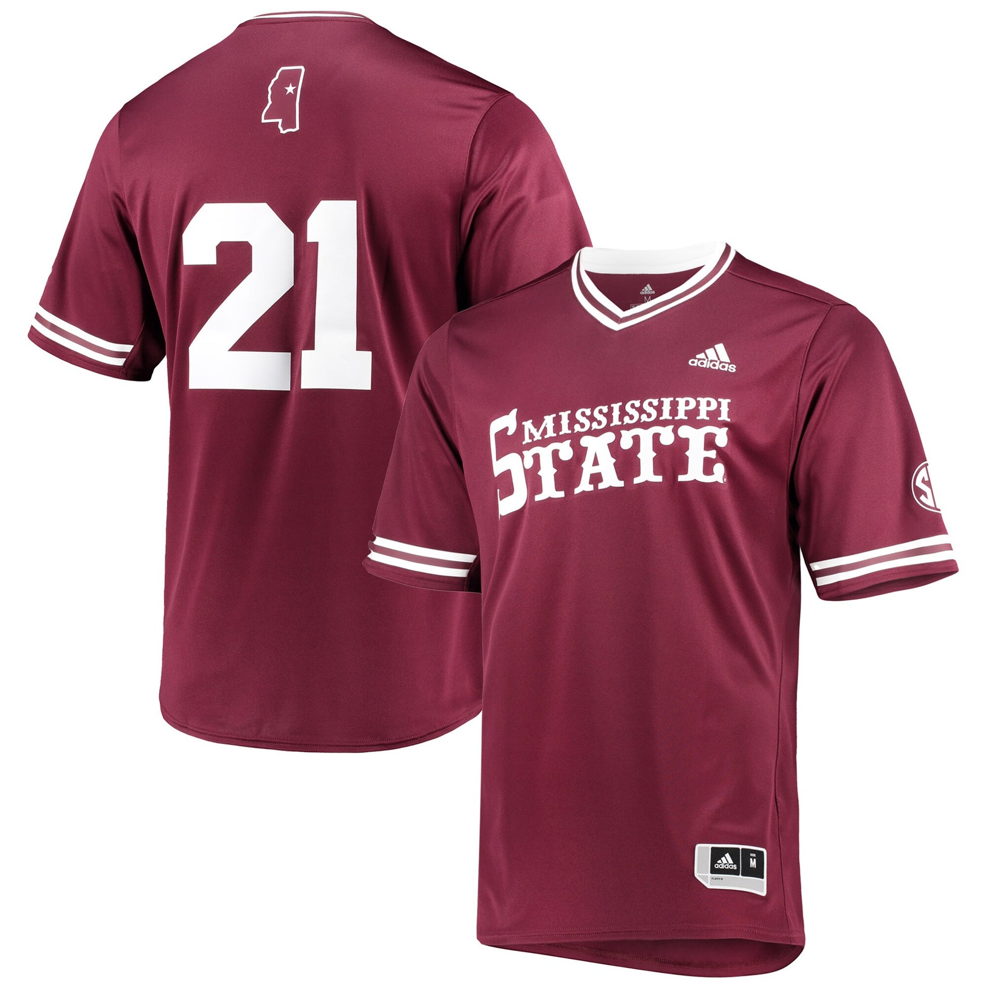 V-neck Mississippi State Bulldogs maroon jersey