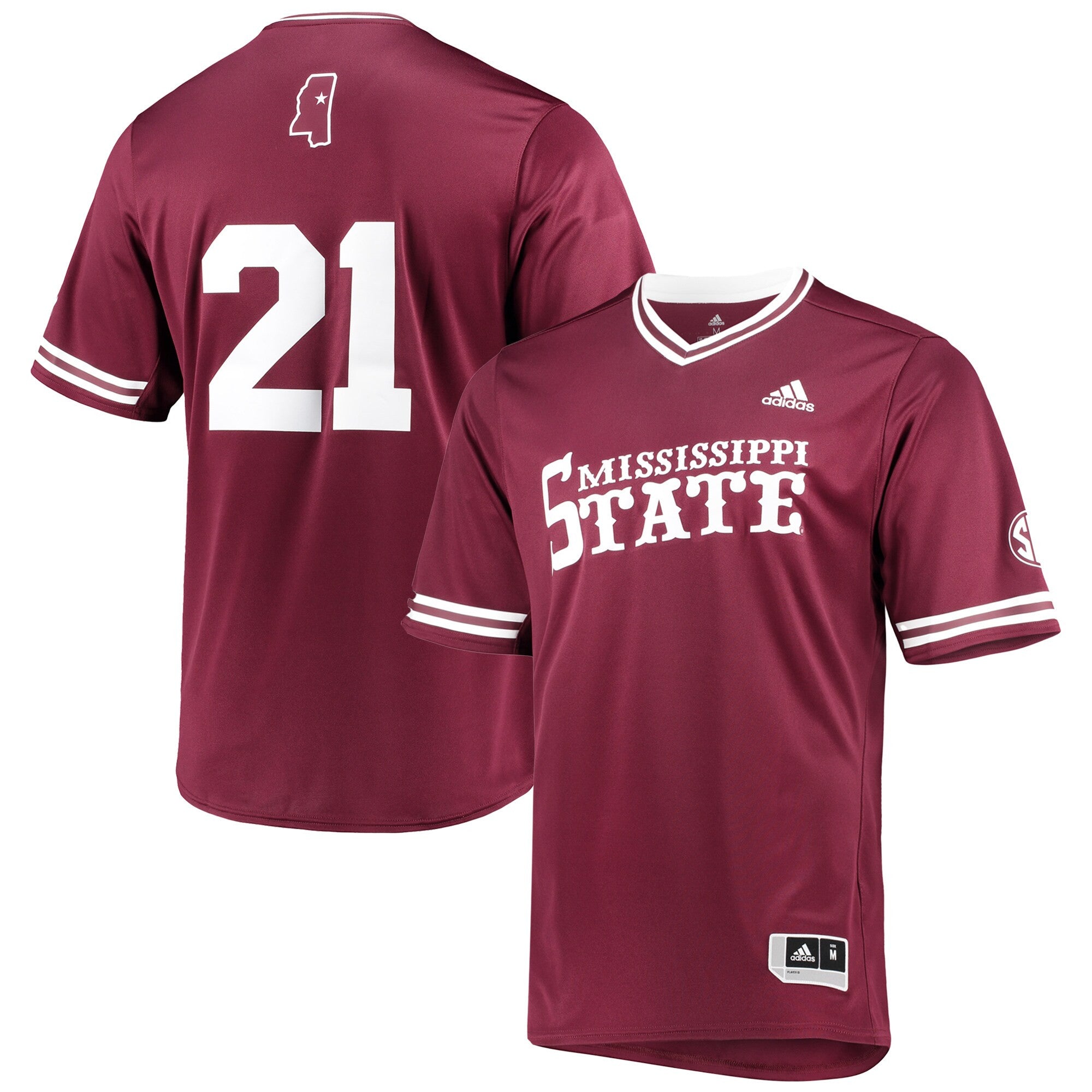V-neck Mississippi State Bulldogs maroon jersey