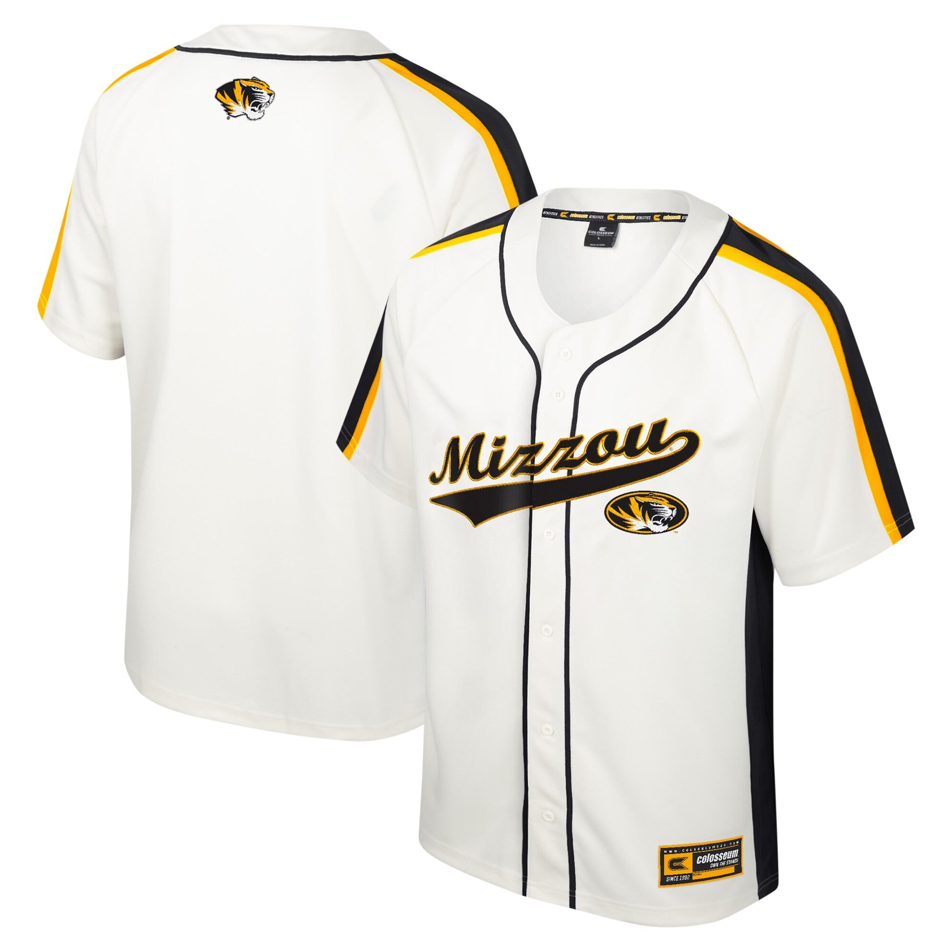 Colosseum Ruth Button-up Missouri Tigers cream jersey