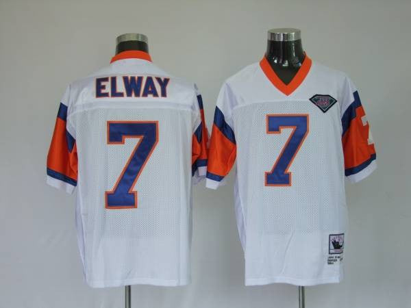 Mitchell Ness John Elway Denver Broncos white Throwback jersey
