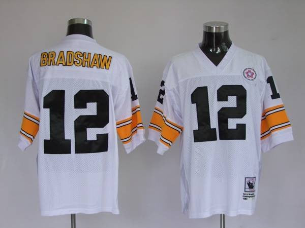 Mitchell Ness Terry Bradshaw Pittsburgh Steelers white Throwback jersey