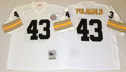 Mitchell Ness Troy Polamalu Pittsburgh Steelers white Throwback jersey