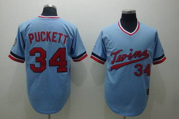 Mitchelland Ness Kirby Puckett Minnesota Twins blue Throwback jersey