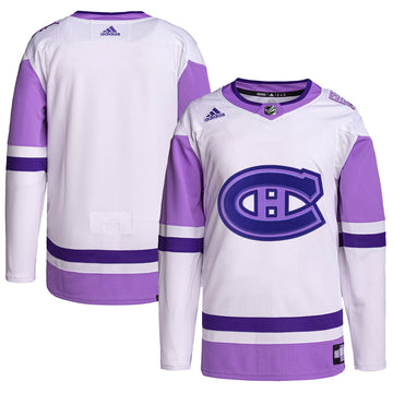 Fights Cancer Blank Practice Montreal Canadiens white jersey