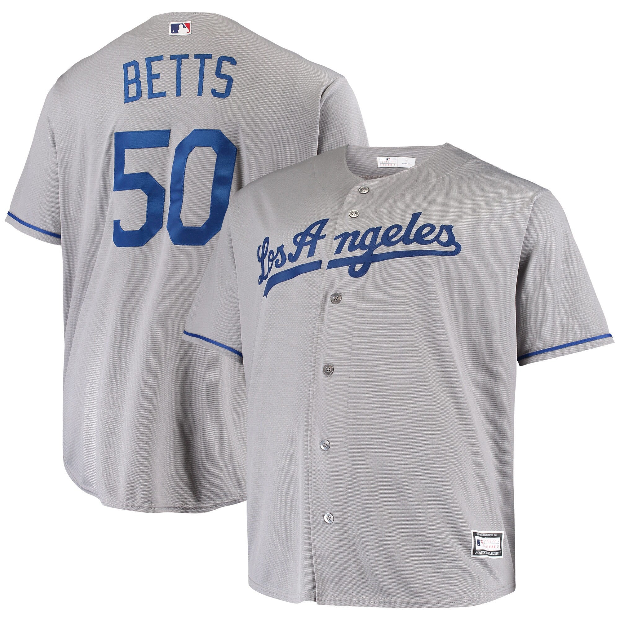 Mookie Betts Los Angeles Dodgers gray jersey