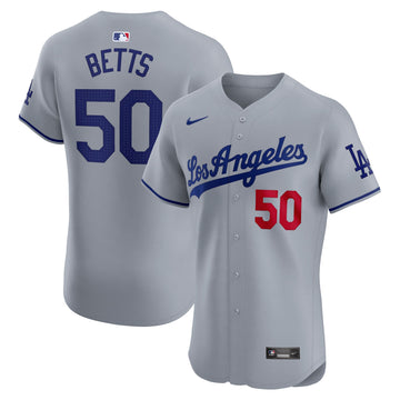 Mookie Betts Los Angeles Dodgers gray Elite jersey