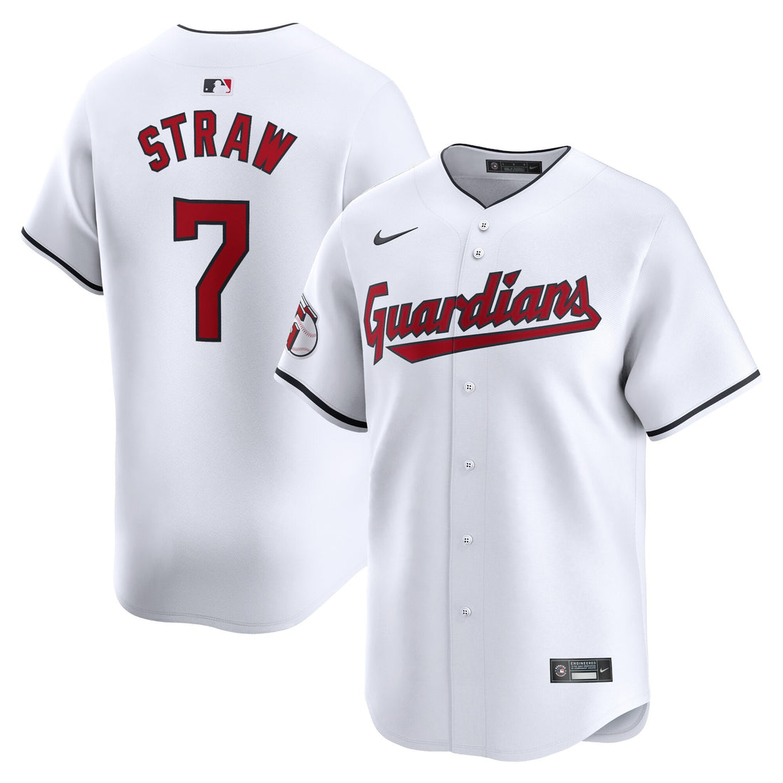 Myles Straw Cleveland Guardians white Limited jersey