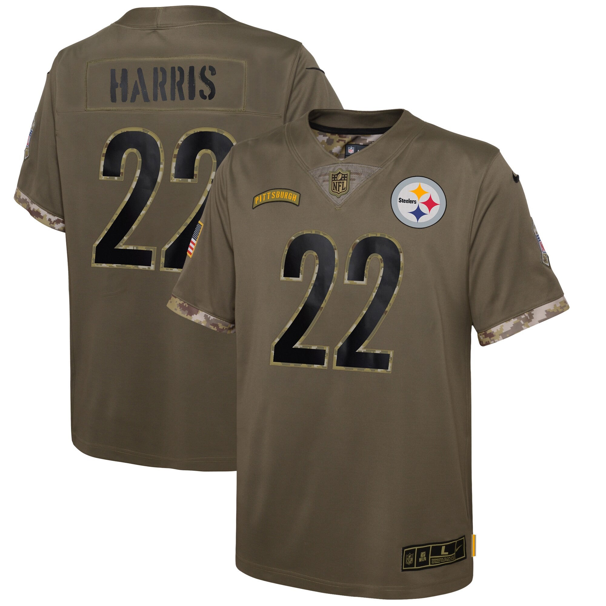 Najee Harris Pittsburgh Steelers olive Salute To Service jersey