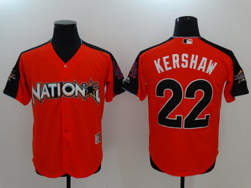 Clayton Kershaw National League All-Star orange All-Star jersey