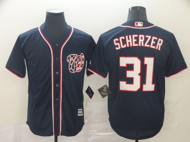 Max Scherzer Washington Nationals navy jersey