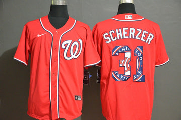 Max Scherzer Washington Nationals red Fashion jersey