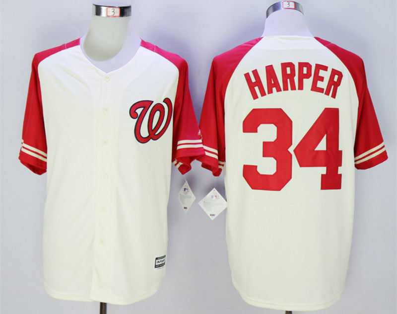 Bryce Harper Washington Nationals cream jersey