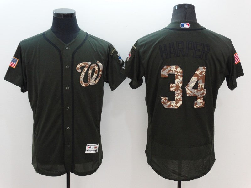 Bryce Harper Washington Nationals olive jersey