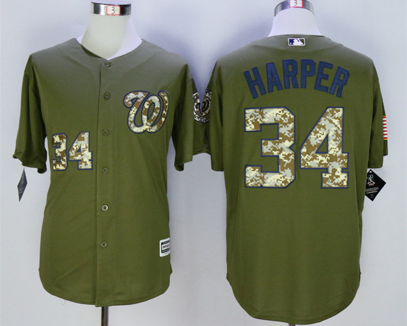Bryce Harper Washington Nationals olive jersey
