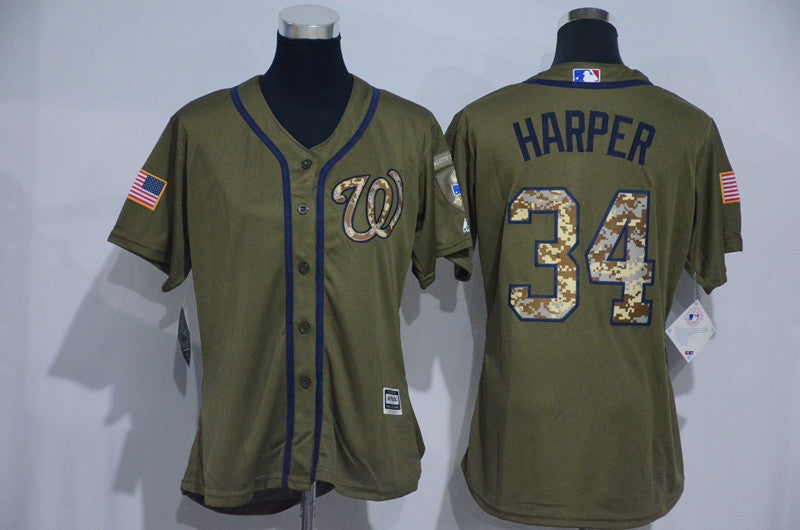 Bryce Harper Washington Nationals olive jersey