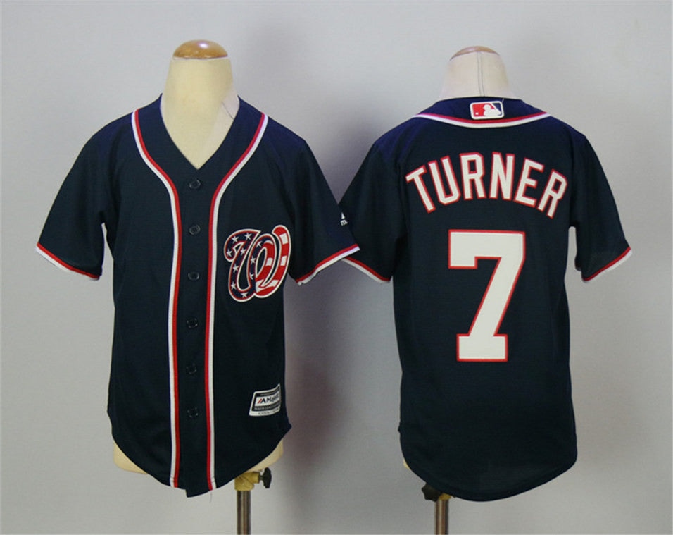 Trea Turner Washington Nationals navy jersey