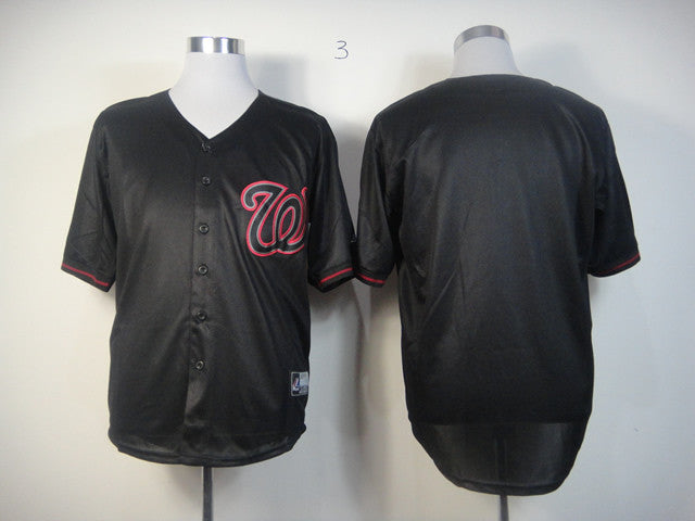 Custom Washington Nationals black Fashion jersey
