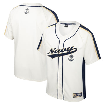 Colosseum Ruth Button-up Navy Midshipmen cream jersey
