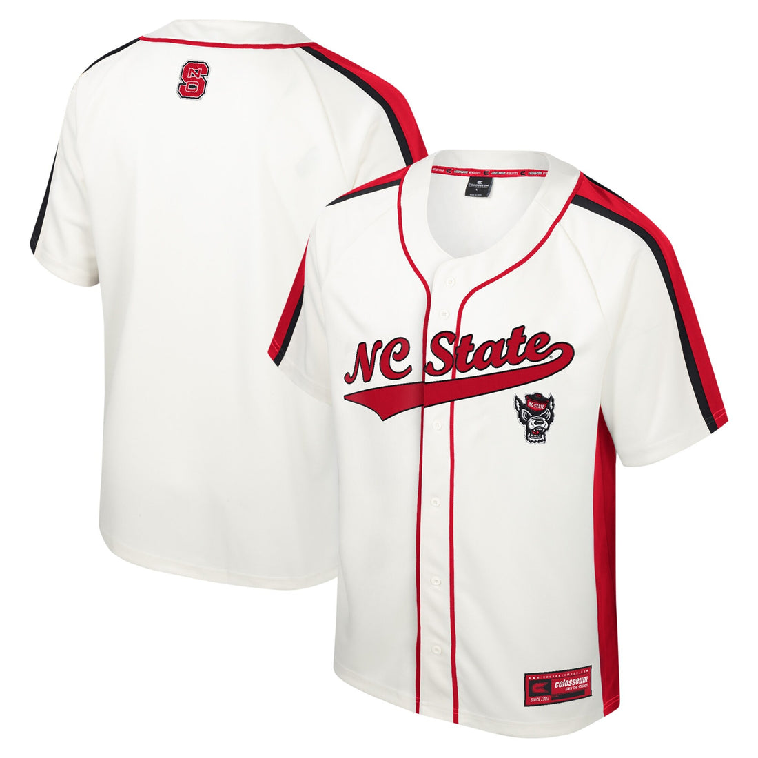 Colosseum Ruth Button-up NC State Wolfpack cream jersey