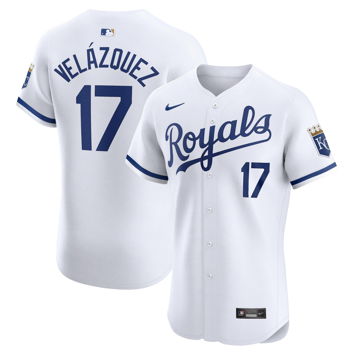 Nelson Velazquez Kansas City Royals white Elite jersey