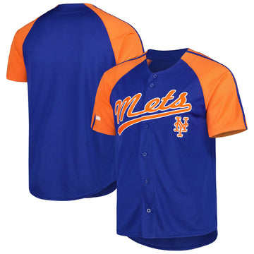 Stitches Button-down Raglan New York Mets royal Fashion jersey