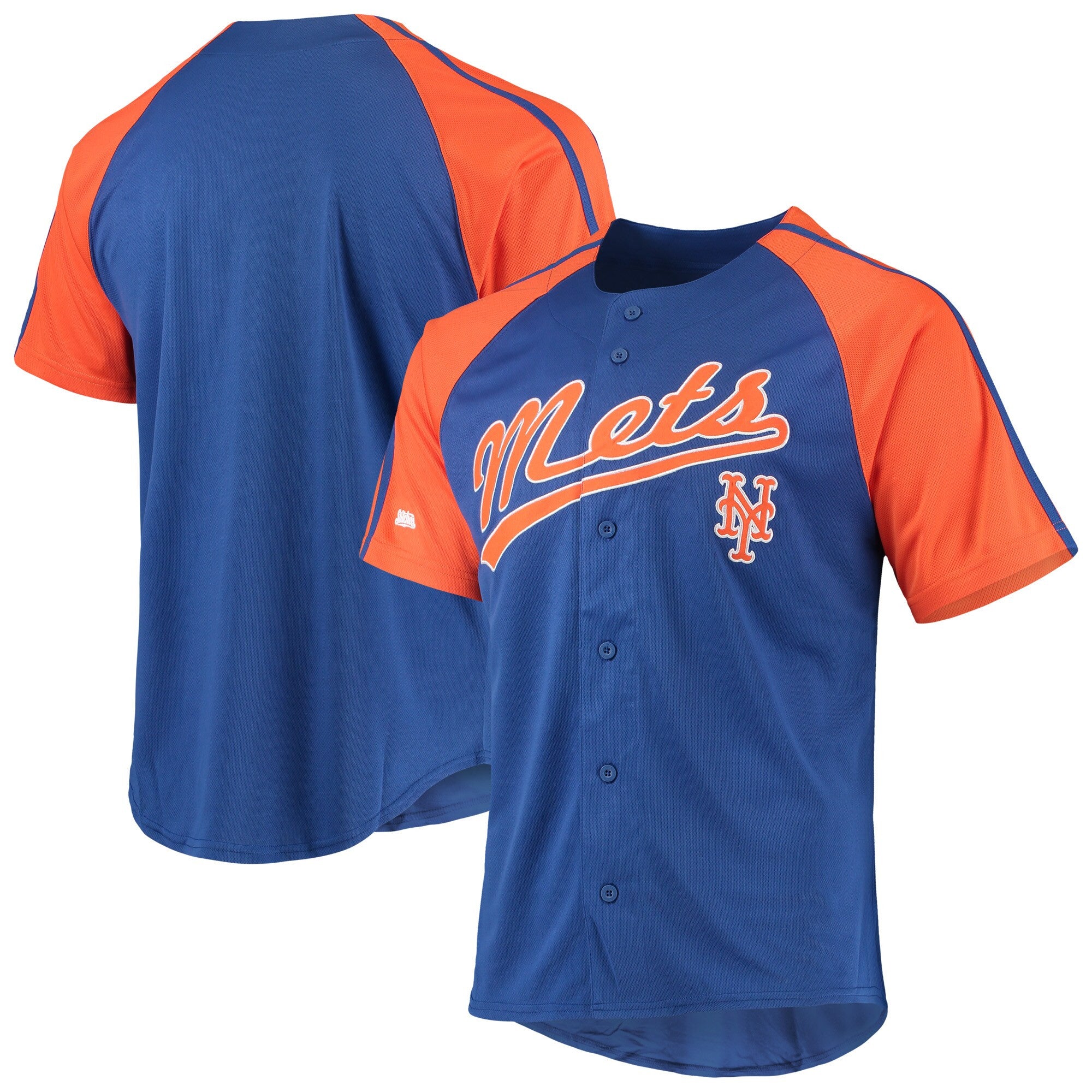 Stitches Button-down Raglan New York Mets royal jersey