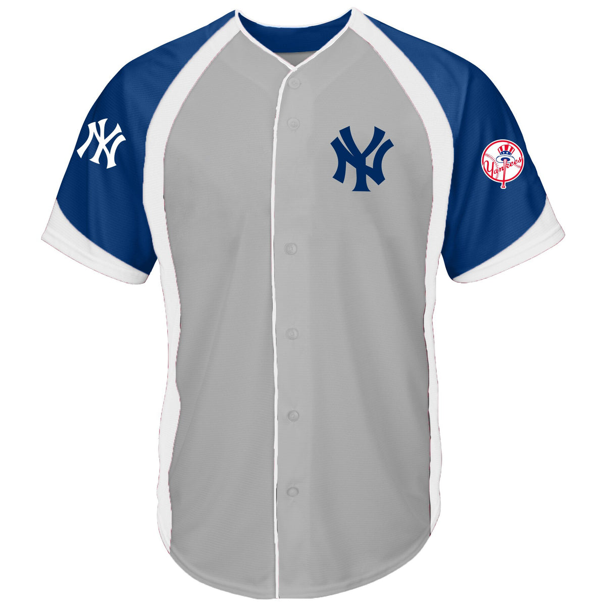 Colorblock Full-button New York Yankees gray jersey