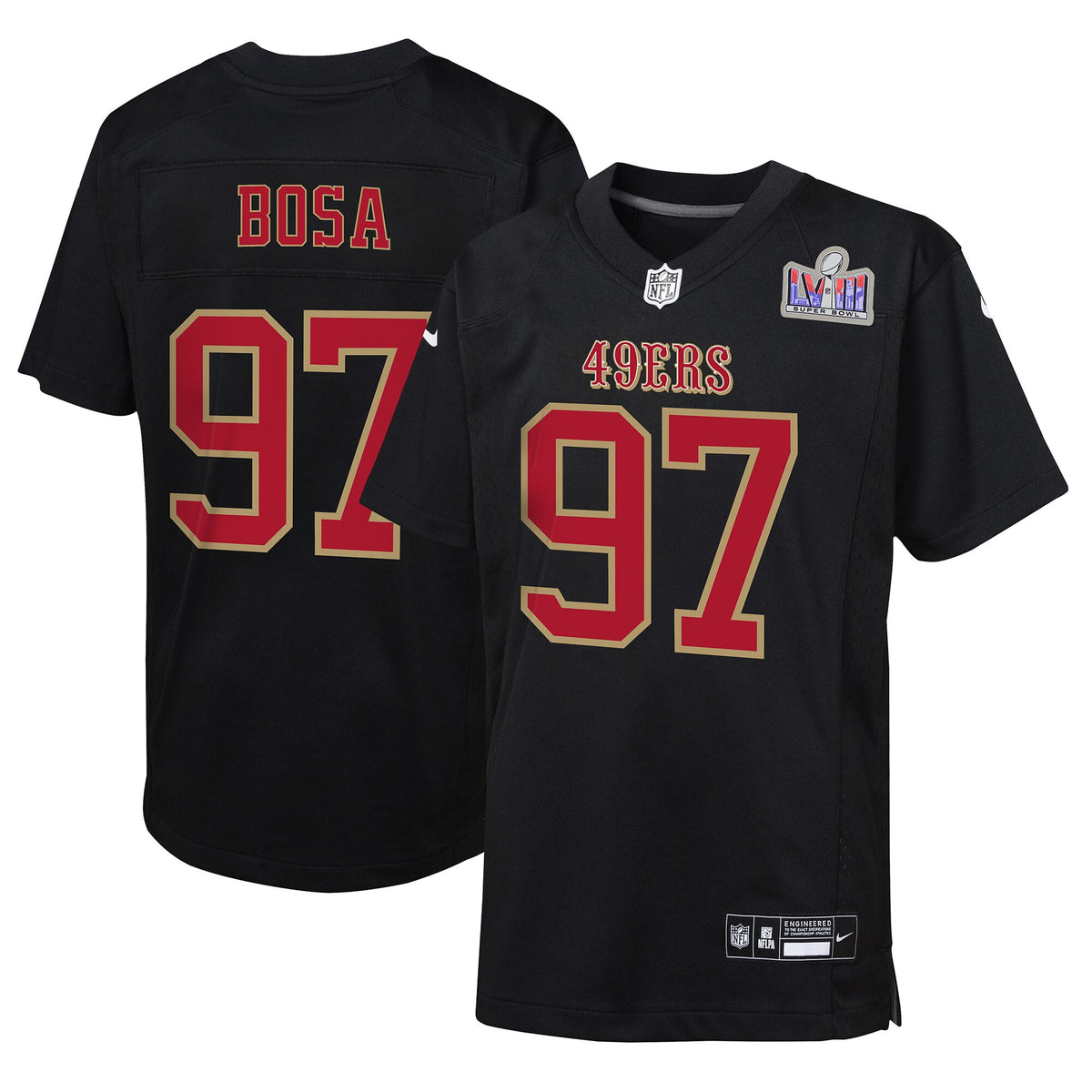 Nick Bosa Super Bowl Lviii Patch Carbon San Francisco 49ers black Fashion jersey