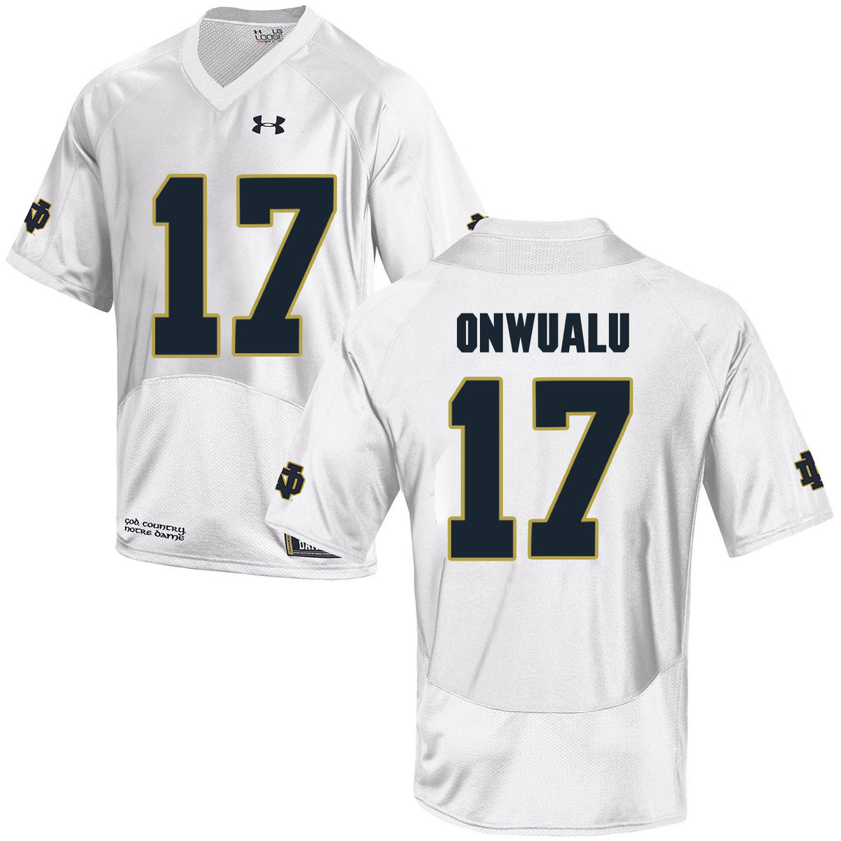 James Onwualu Notre Dame Fighting Irish white jersey