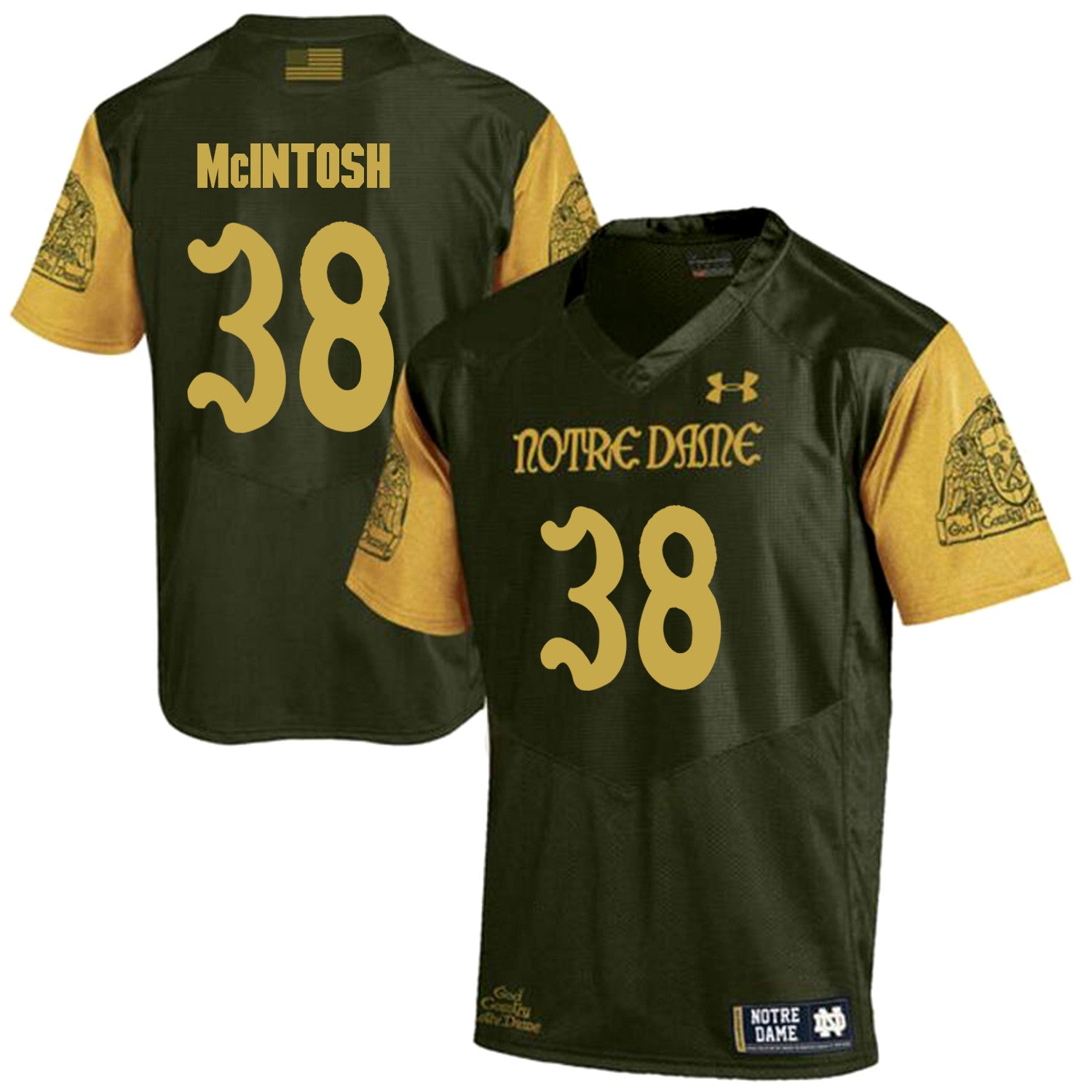 Deon McIntosh Notre Dame Fighting Irish olive jersey
