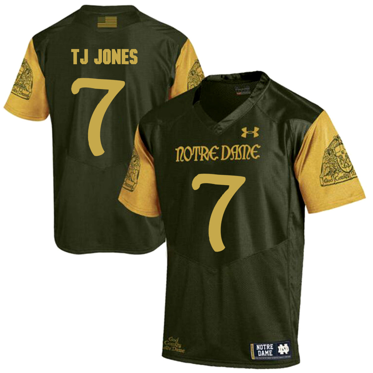 TJ Jones Notre Dame Fighting Irish olive jersey