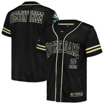 Colosseum Free Spirited Mesh Button-up Notre Dame Fighting Irish black jersey