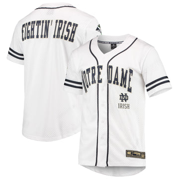 Colosseum Free Spirited Mesh Button-up Notre Dame Fighting Irish white jersey