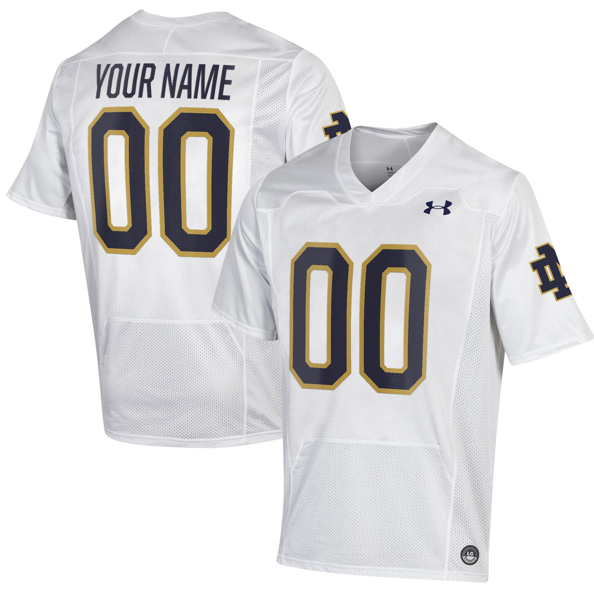 Custom Notre Dame Fighting Irish white jersey
