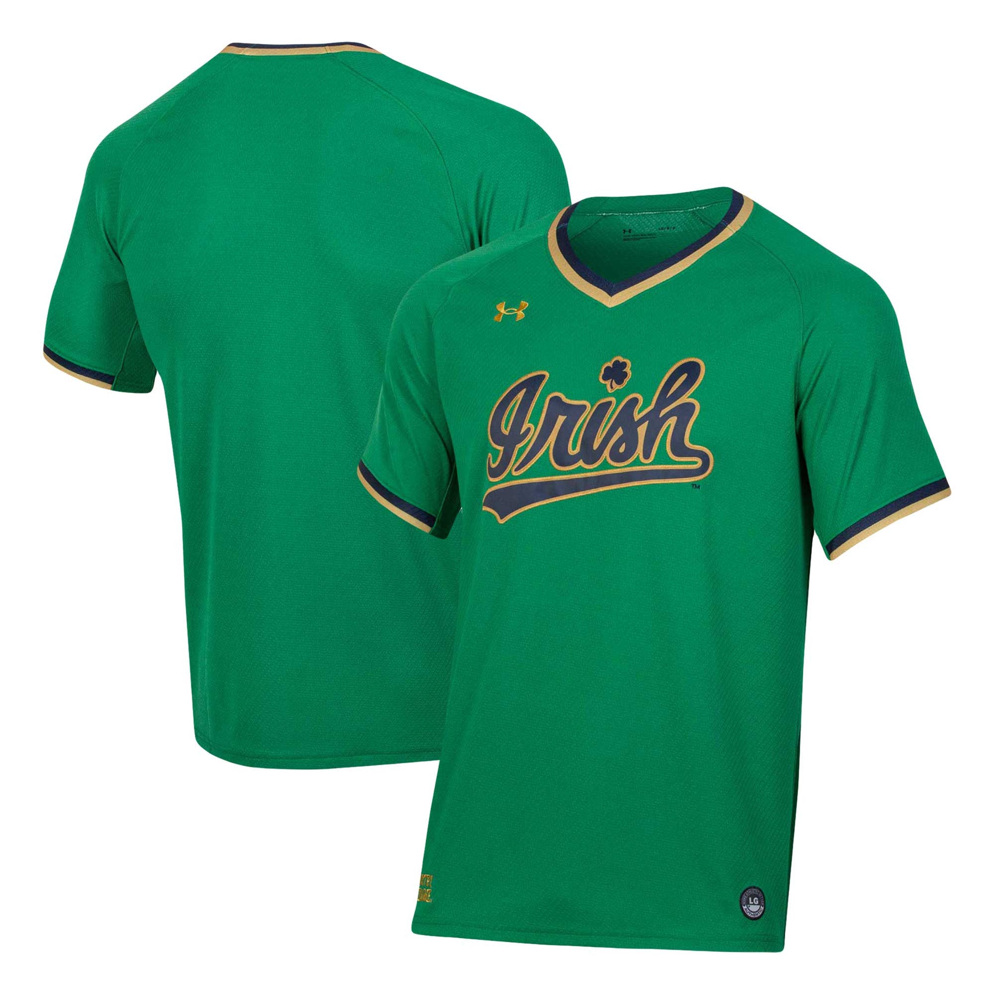 Under Armour Softball V-neck Notre Dame Fighting Irish green jersey