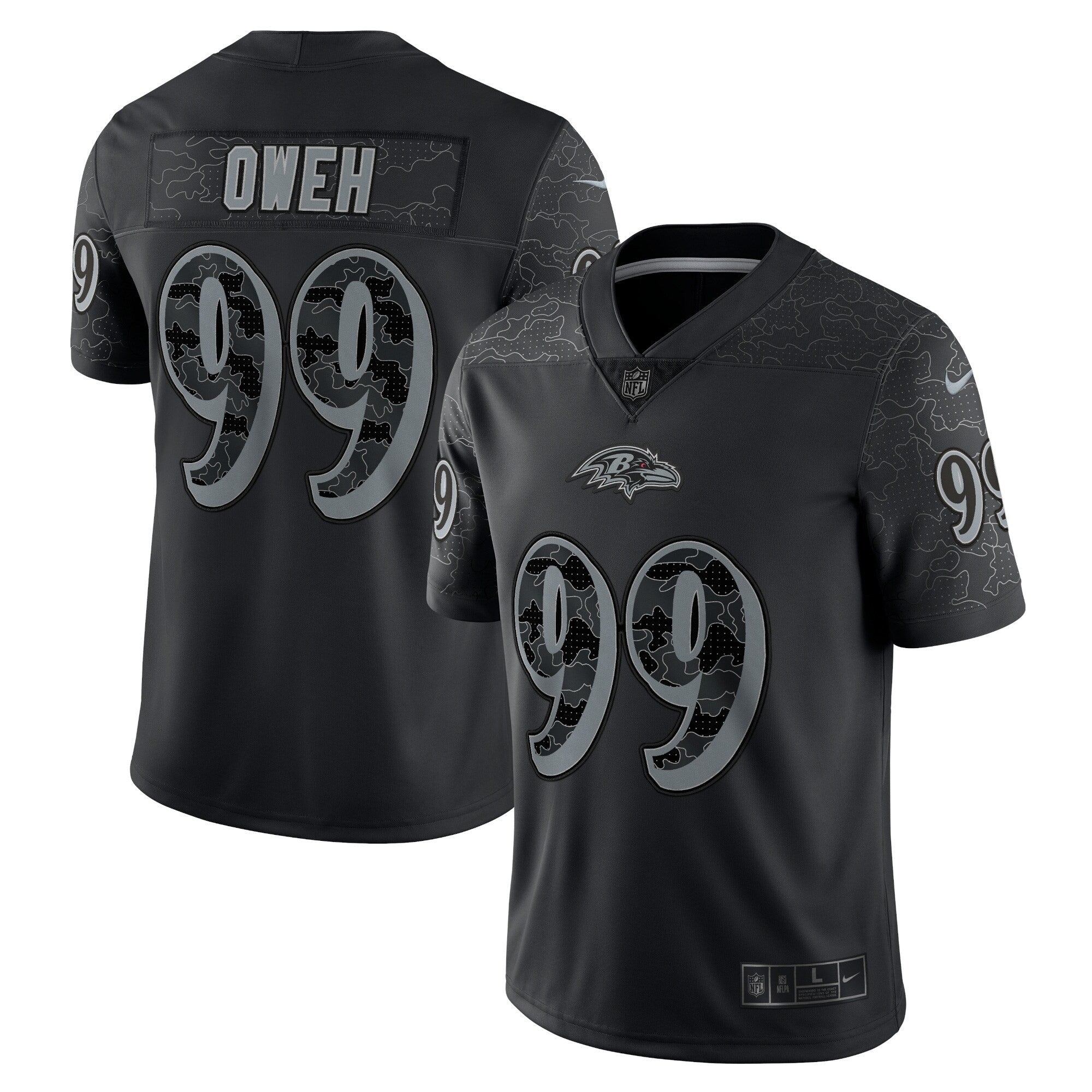 Odafe Oweh Rflctv Baltimore Ravens black Limited jersey