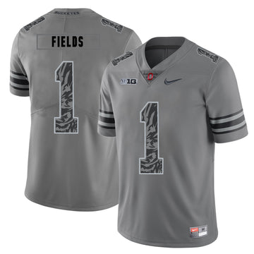 Justin Fields Ohio State Buckeyes gray jersey