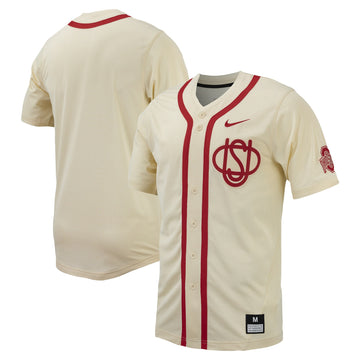 Full-button Ohio State Buckeyes cream jersey