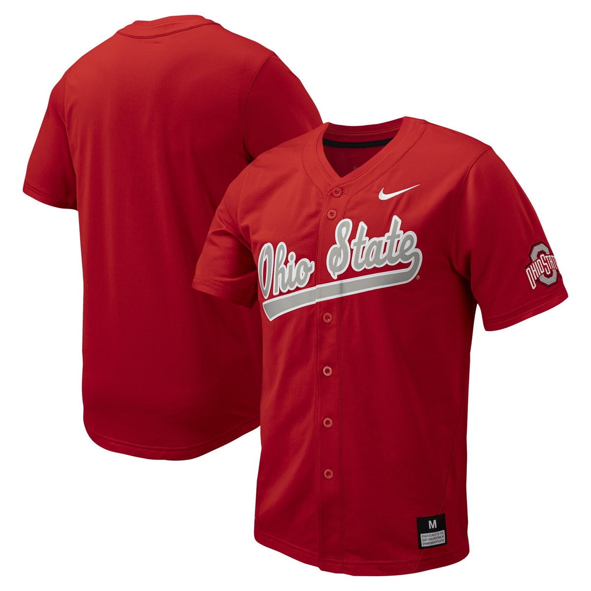 Full-button Ohio State Buckeyes scarlet jersey