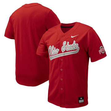 Full-button Ohio State Buckeyes scarlet jersey