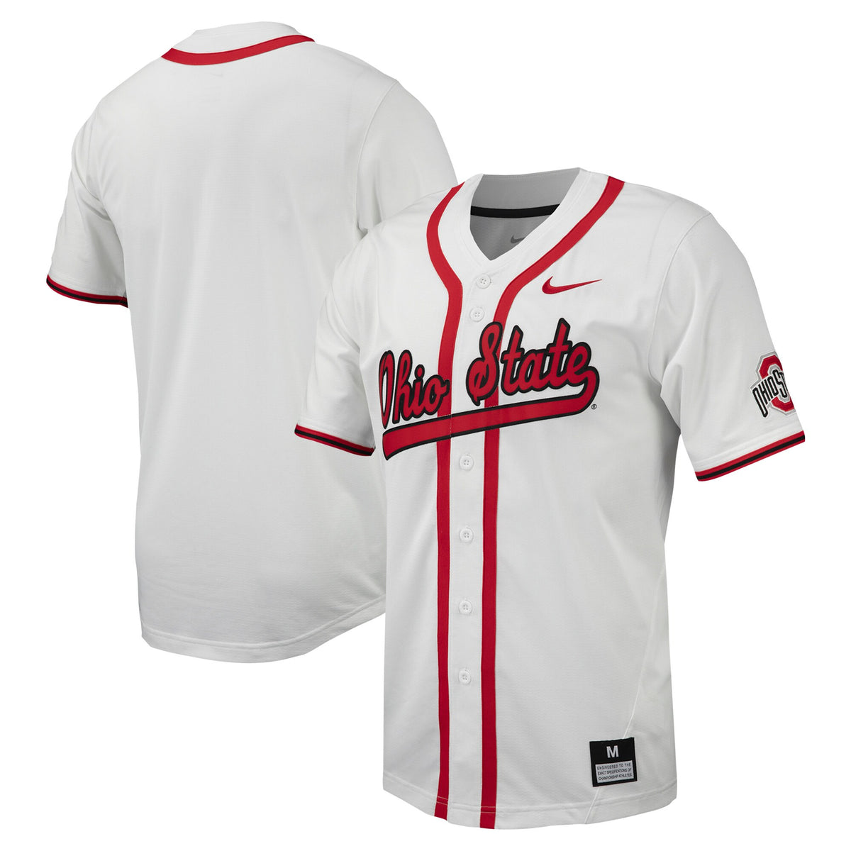 Full-button Ohio State Buckeyes white jersey