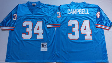 Oilers 34 Earl Campbell blue Throwback jersey