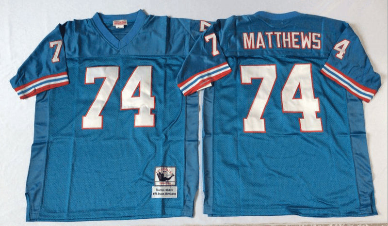 Oilers 74 Bruce Matthews blue Throwback jersey