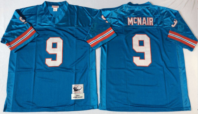 Oilers 9 Steve McNair blue Throwback jersey