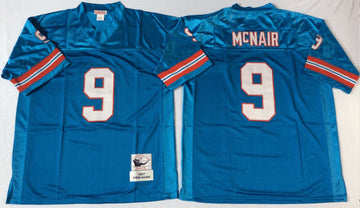 Oilers 9 Steve McNair blue Throwback jersey