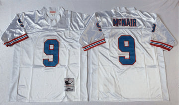 Oilers 9 Steve McNair white Throwback jersey
