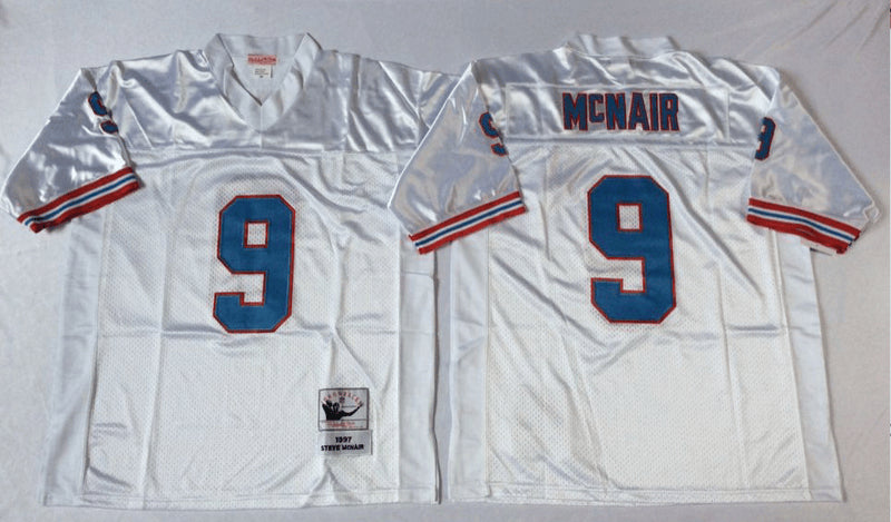 Oilers 9 Steve McNair white Throwback jersey