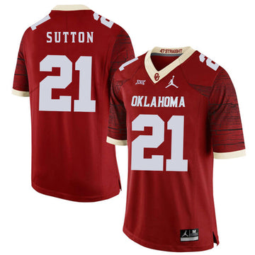 Marcelias Sutton Oklahoma Sooners red Game jersey