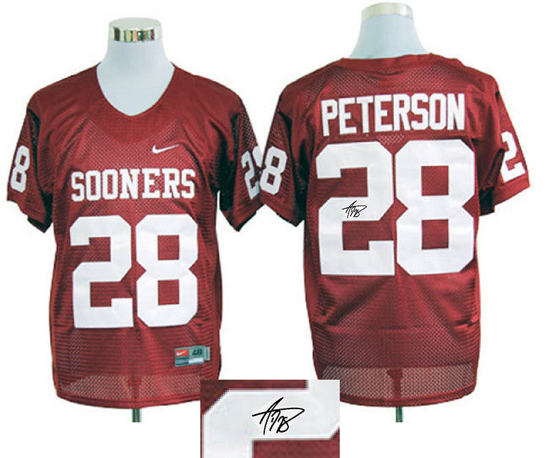 Peterson Oklahoma Sooners red jersey